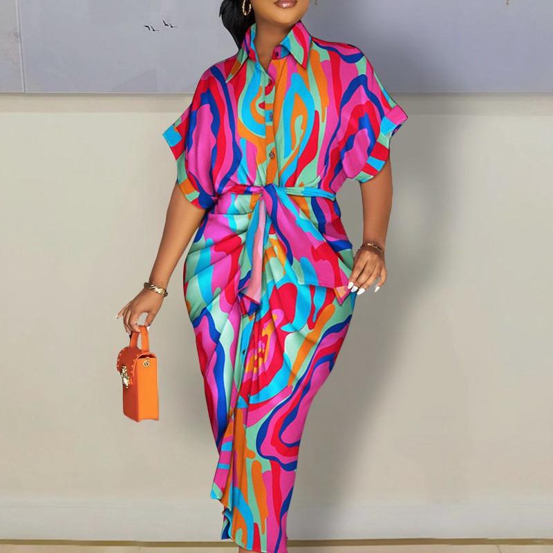 

GMXIA Женские модные летние весенние повседневные платья с длинным рукавом и воротником-поло XXL