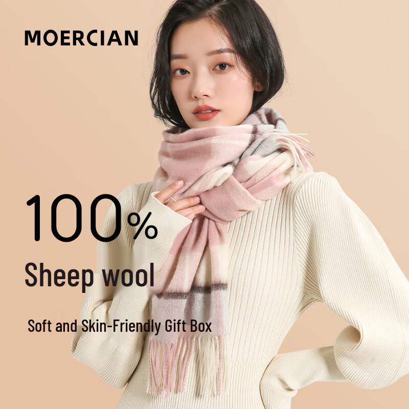 

Muerxi Women s 100% Pure Wool Plaid Winter Scarf
