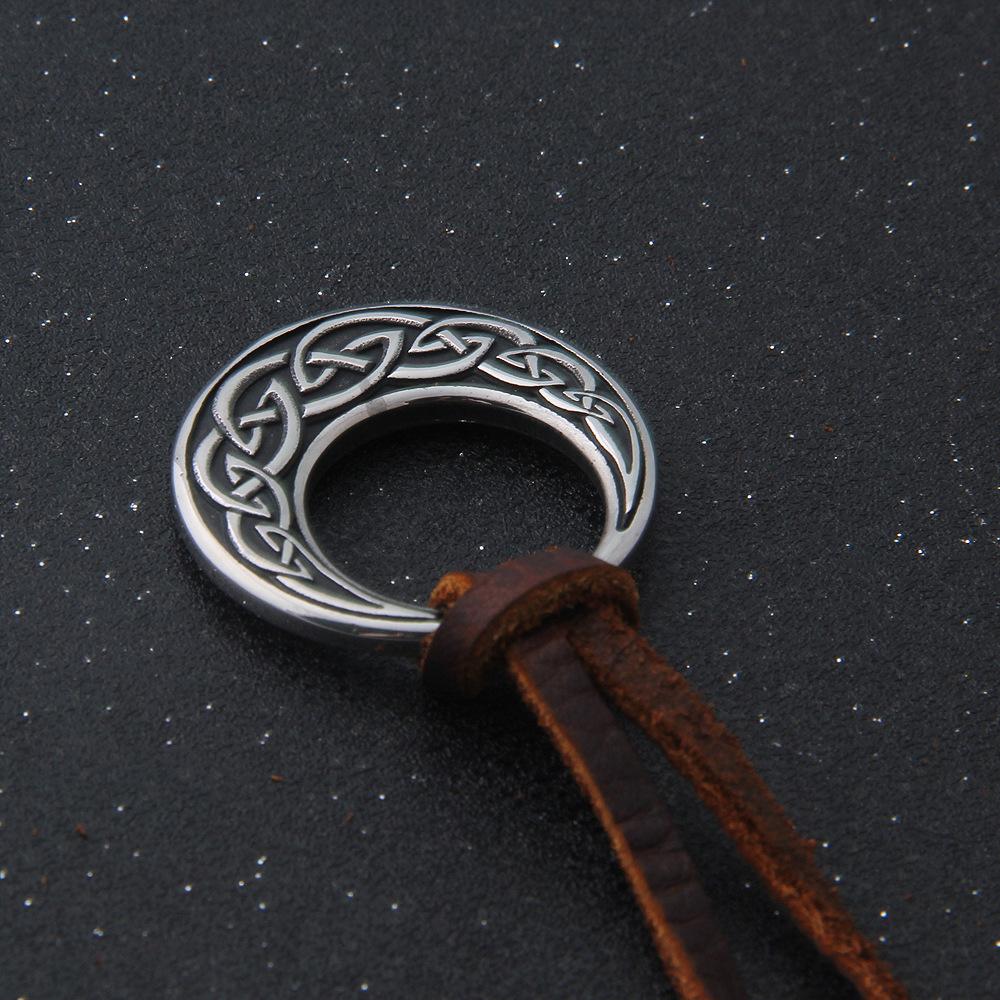 Stainless Steel Celtic Knot Round Pendant Necklace for Men & Women - Viking Adjustable Rope Chain Jewelry with Norse Triquetra Amulet, Pagan