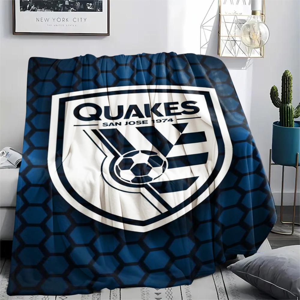 1Pc San Jose Earthquakes Print Flannel Blanket High Quality Warm Comfortable Cover for All Seasons Perfect for Gifts Home Decor