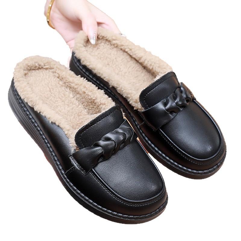 Fleece-Schuhe, Leichte Damen-Schuhe mit weicher Sohle und weichem Obermaterial, Flache und warme Schuhe