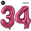 Giant 32 Inch Number Balloon Set Metallic Rose Red Foil Helium Balloon Kit DIY Happy Birthday Party Decor Kids Adult Anniversary