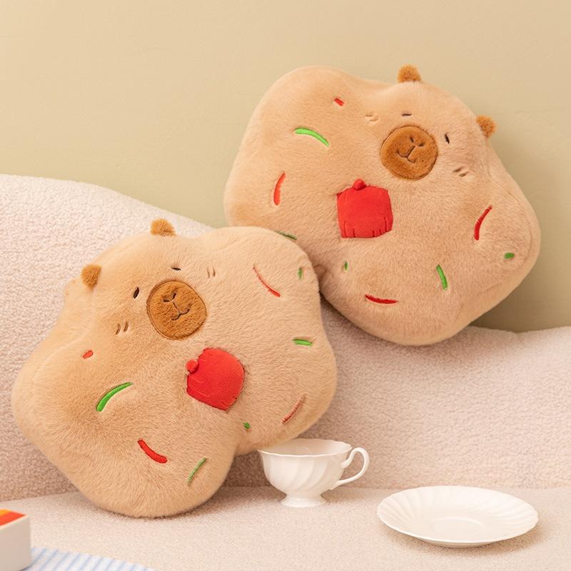 Cartoon Capybara Biscuits Throw Pillow Plush Toy Doll Cookie Doll Home Sofa Pillow Doll
