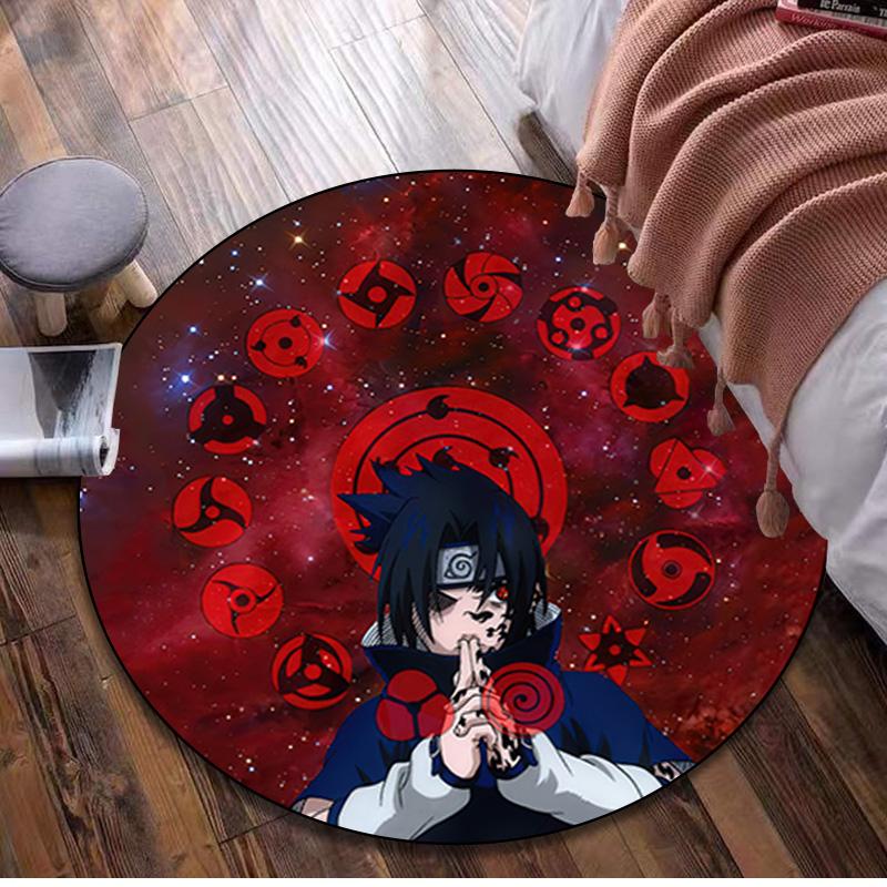 1Pc Uchiha Itachi Circular Print Rug - home decoration Carpet For Living Room Bedroom Flooring Computer Chair Area Rug