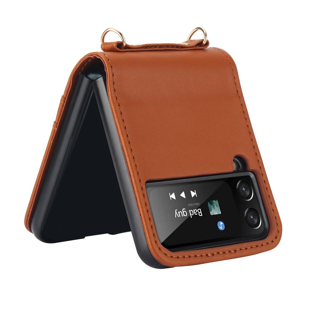 Suitable for Samsung Folding Z Flip5 Mobile Case MOTO 50 Crossbody Mobile Leather Case Flip6 Protection Case
