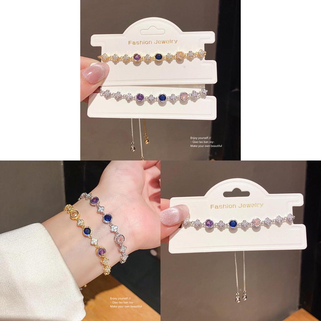 Floral Zirconia Pendant Bracelet With Gold Plating For Elegant Women