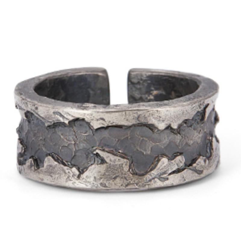 Adjustable Vintage Geometric Ring Men Women Sterling Asymmetrical Design Retro Minimalist Band