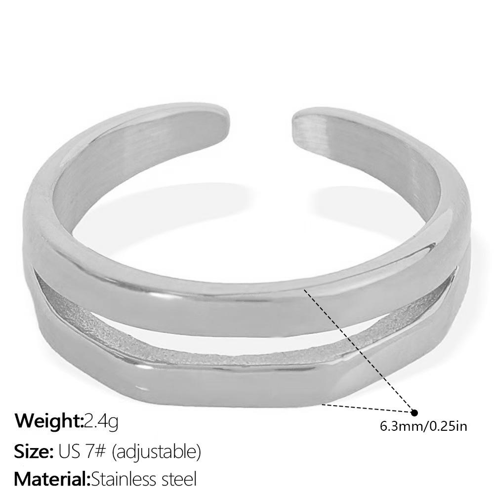 Minimalist hipster stainless steel double-layer ring niche design ring ring set