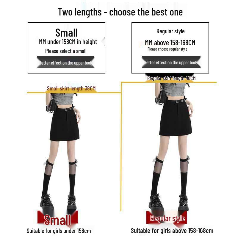 Women's Gray High-Waisted A-Line Mini Skirt - 2024 Spring Collection, Academy Style, Anti-Exposure Design