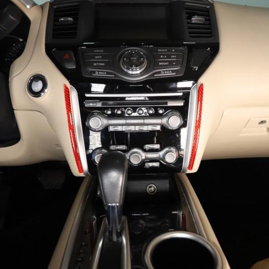 Red Carbon fiber Air conditioner switch side Sticker For Nissan Pathfinder 13-18