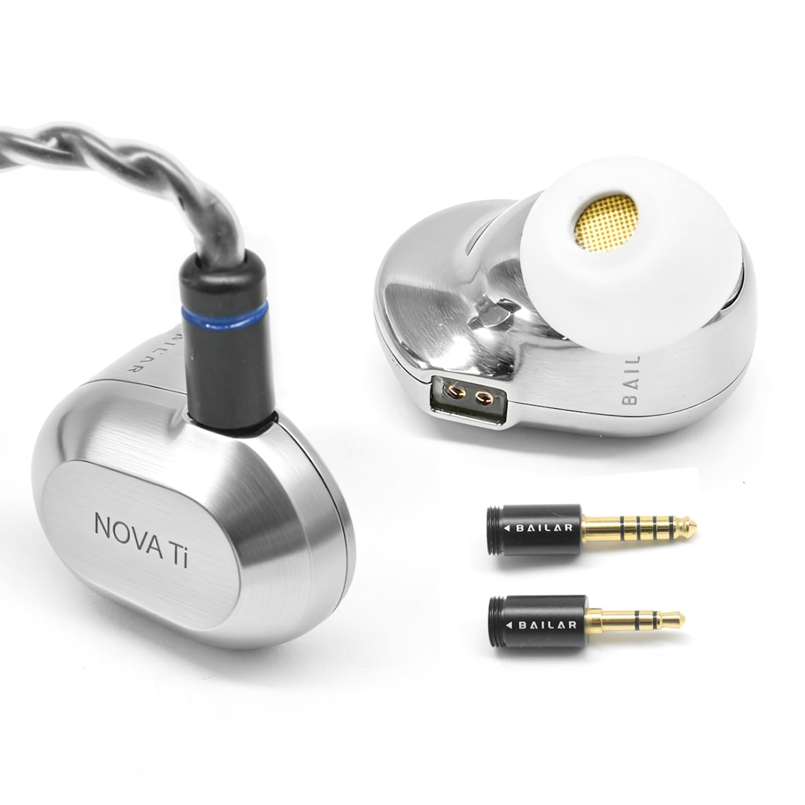 

NOVA Ti Wired Titanium Alloy 11mm Dynamic Passive Noise Interchangeable Lightweight No Earphones Body, Driver, Reduction, Hi-Fi, 3.5mm/4.4mm Plug,