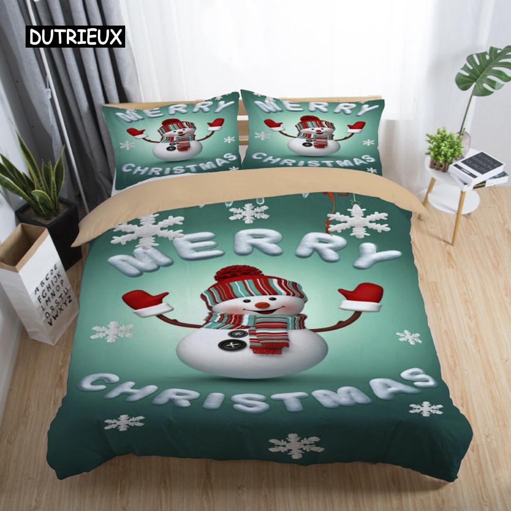 3D Printed Merry Christmas Bedding Set Queen/Twin/King Size  Christmas Decoration Home Bedclothes with Bedding Pillow