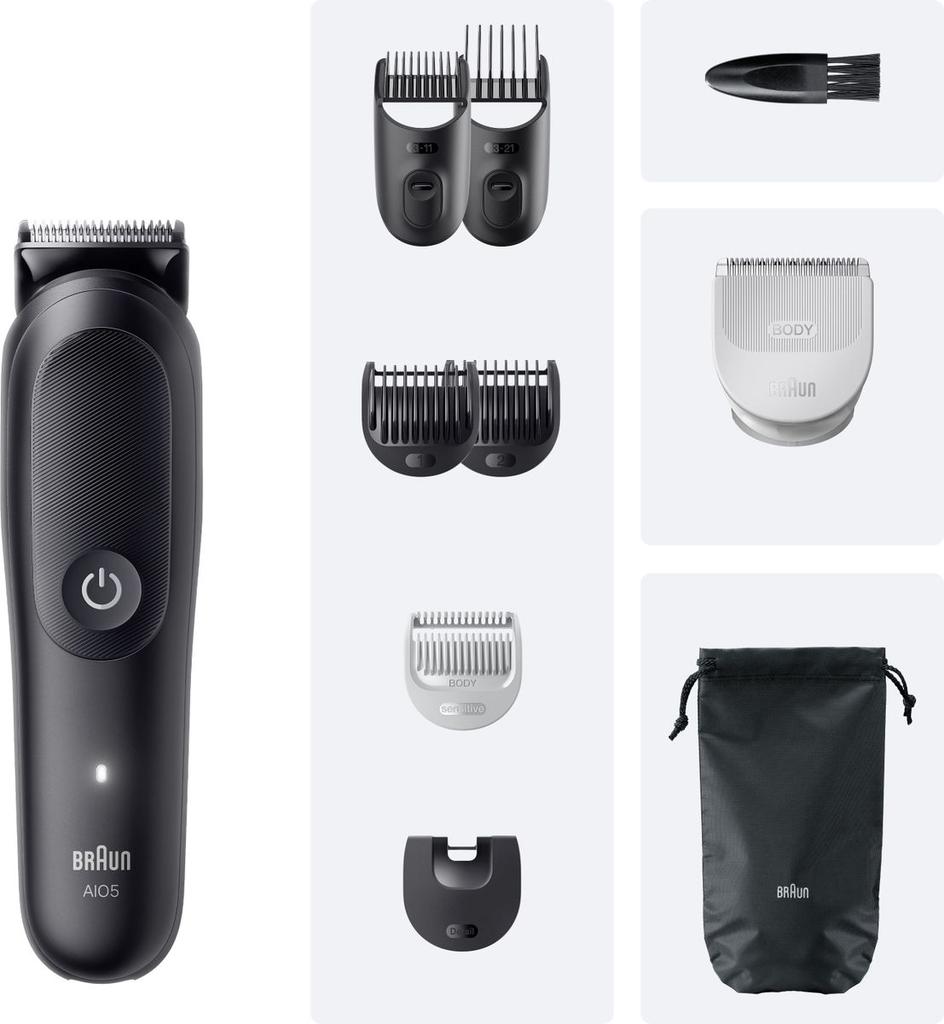 Tondeuse cheveux et barbe - Série 5- BRAUN - AIO5540 - 120 min - 14 réglages - Noir