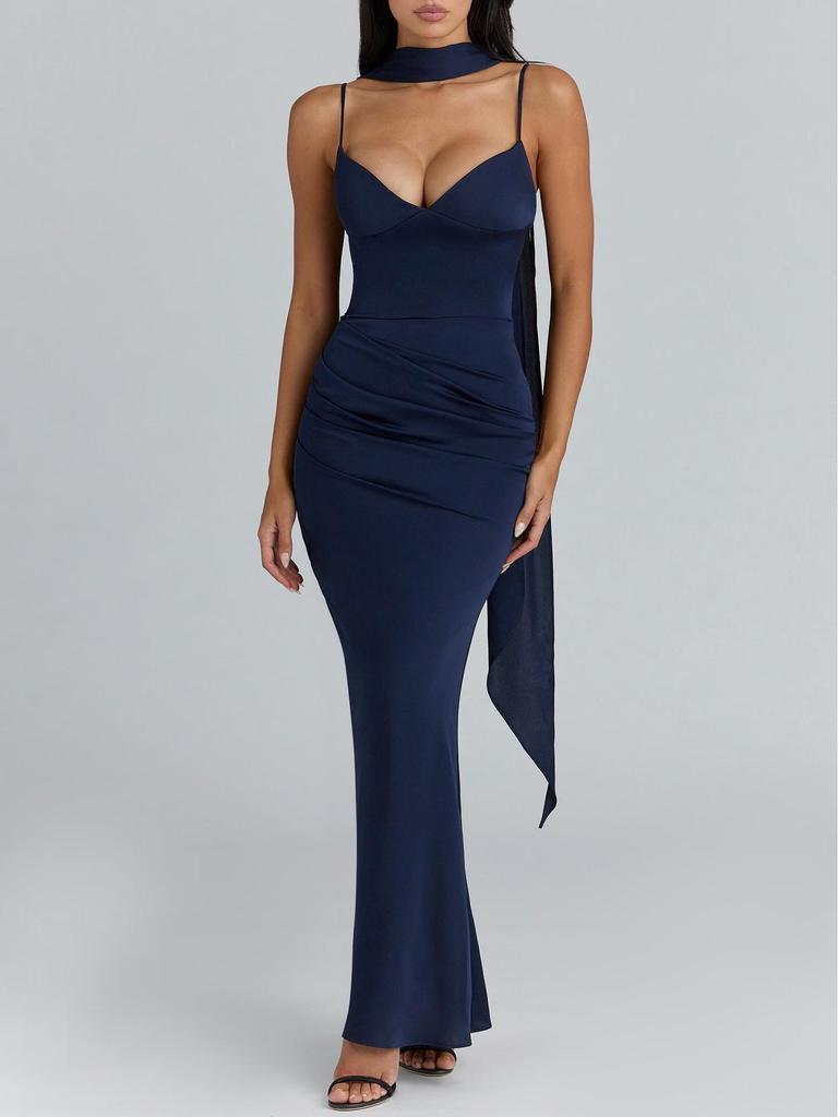 European & American Women's Spaghetti Strap Backless Bodycon Evening Gown - Sexy & Elegant Long Dress