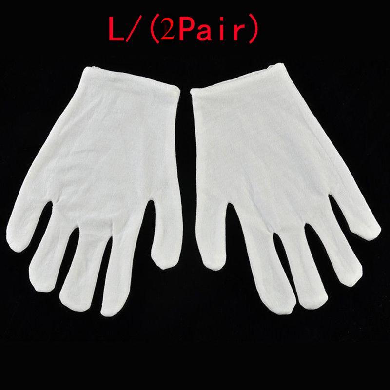 

2 пары белых перчаток из чистого хлопка для домашней работы, перчатки для этикета, культуры и охраны труда из хлопка L