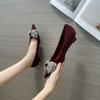 720500 bow rhinestone high heels 2026 autumn new French pointed thin heel temperament shallow mouth