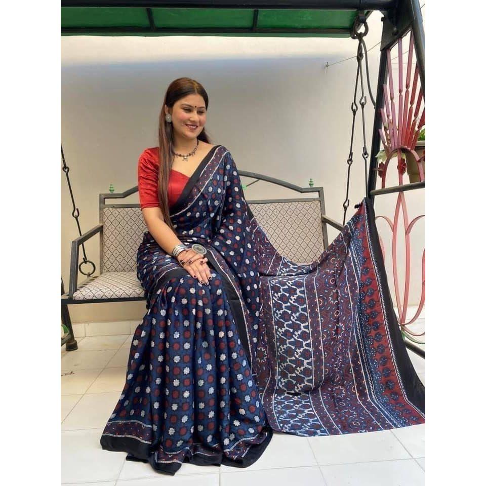 Stylové sárí pro běžné nošení a kancelářské oblečení pro ženy, halenka (Potřeba být ušita podle velikosti a střihu)