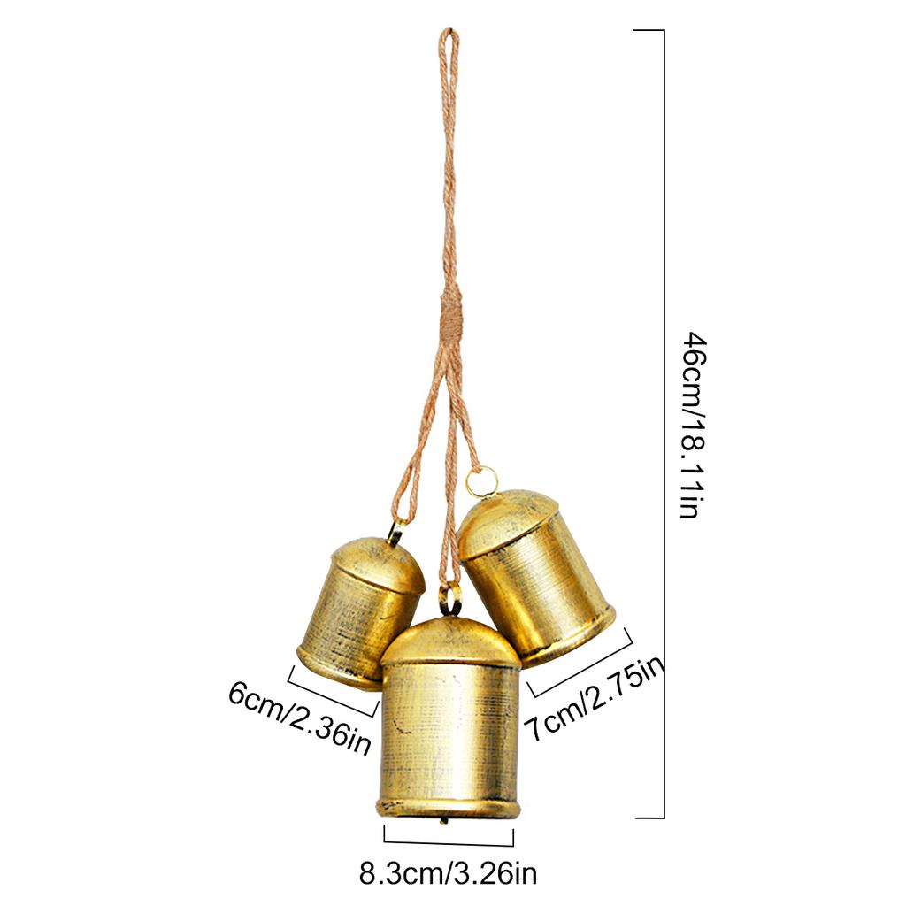 Christmas Bell, Gold Bells Metal Vintage Bells with Jute Hanging Rope, Lucky Bells Decoration for Christmas Weddings Anniversary