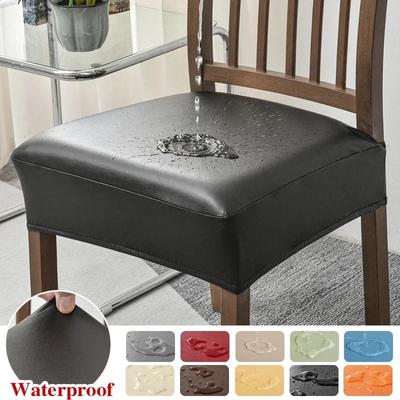 Waterproof Seat Covers for Dining Room Chairs Pu Leather Chair Seat Slipcovers No Rear Covers  Removable Washable Chair Protctor