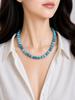 8mm Natural Aquamarine Dyed Gemstone Round Beads Handmade Jewelry Elegant Adjustable Necklace 17-20" For Gift 8BN-58