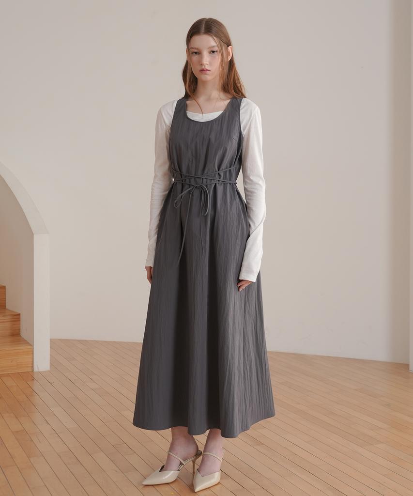 Paul And Alice String Sleeveless Dress / Gray