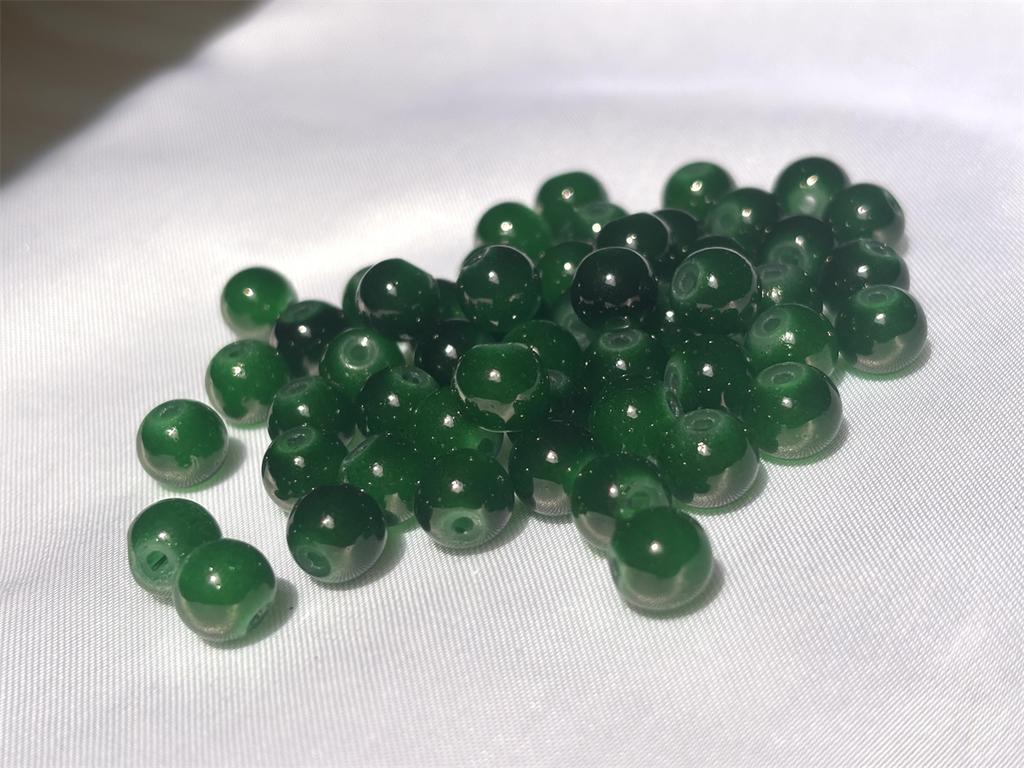 50pcs 8mm Glass Crack Imitation Jade Color Series Round Beads DIY Handmade Necklace Bracelet Loose Beads Jewelry Accessories