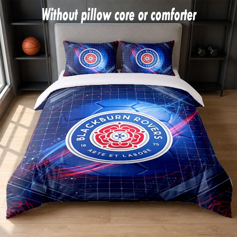 Blackburn Rovers Football Design Bed Bedding Set 1 Duvet Cover + 2 Pillowcases Soft Breathable Household Bed Linens