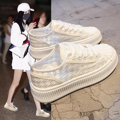 White Shoes Summer Women's New Mesh Surface Shoes All-Match Breathable Mesh Platform Leisure Platform Board Shoes