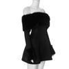 Zimné čierne bez ramienok nadýchané sexy šaty pre dámske róby elegantné večerné párty šaty bodycon mini jesenné šaty párty klub