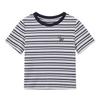 Xiangying Women's Striped Embroidered Round Neck T-Shirt