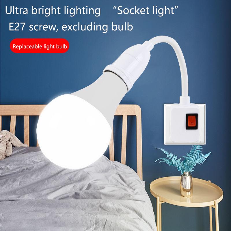 1 Piece Eu/Uk Plug Led Table Lamp Hose Steering Lever E27 Direct Plug In Swivel Head E27 Socket Bulb Holder With Switch