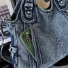 Vintage multi-zipper denim bag women's shoulder messenger bag
