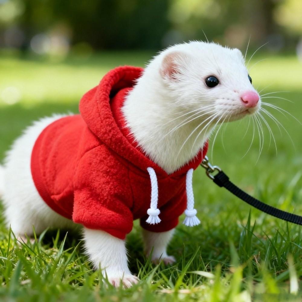 Elastic Ferret Hoodie Thick Fleece Soft Pet Hoodie Cozy Small Pet Sweatshirt Outdoor Walks