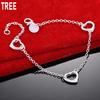 925 Sterling Silver Openwork Heart Side Chain Romantic Bracelet Gift Jewelry