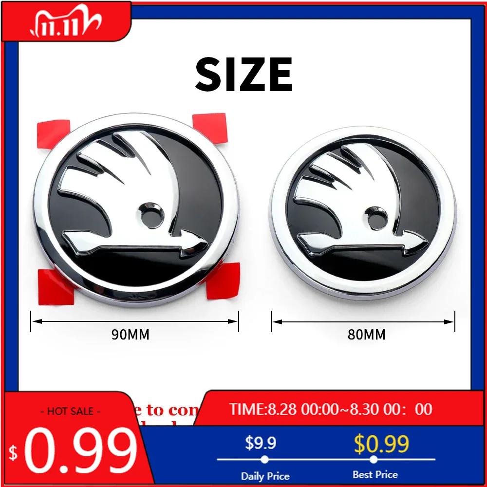 Car Sticker 2pcs 80/90/100mm Car Front Hood Badge Rear Trunk Emblem Sticker for Skoda Rapid Fabia Octavia 2 A7 Yeti Superb 3 A5