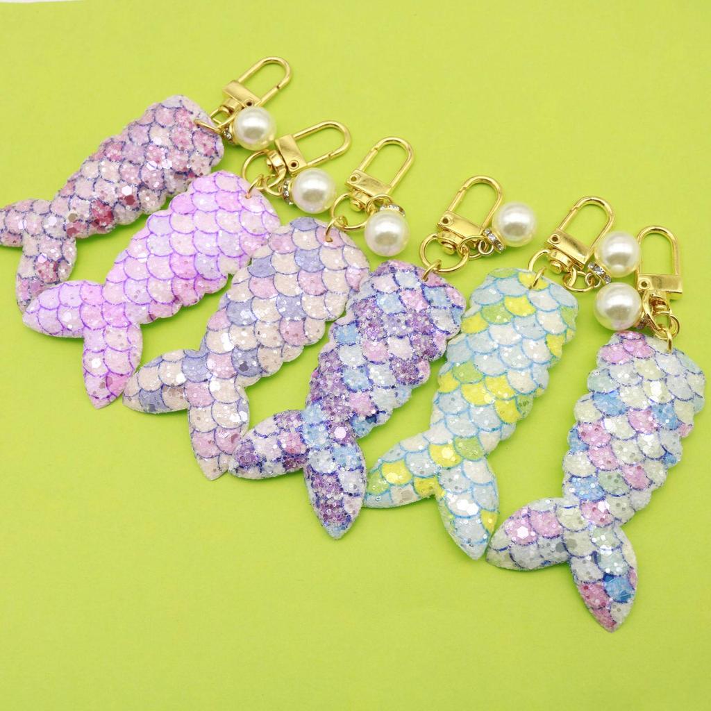 Cute Pearl Mermaid Tail Sequin Keychain