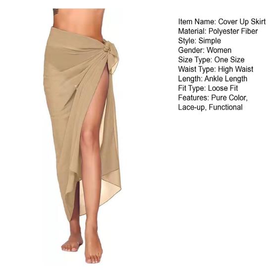 Cover Up Skirt Quick-Drying Beach Wrap Skirt Loose Fit Breathable Anti-UV Swimwear Beachwear Mesh Bikini Cover Up