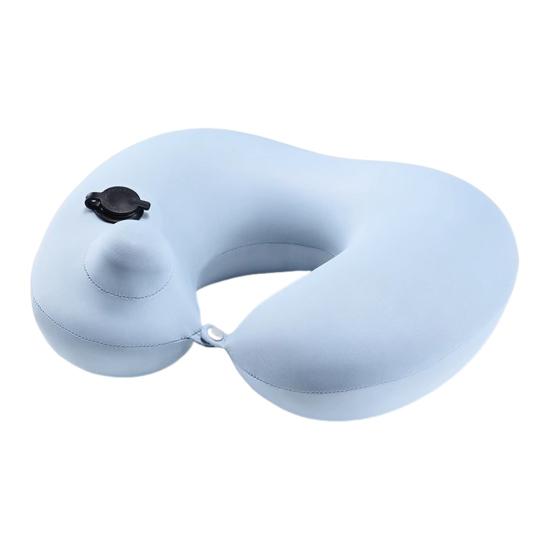 Inflatable U-shaped Pillow with Self-filled Design Built-in Air Pump Lightweight Portable Neck Support