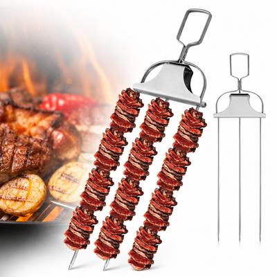 Metal Skewers for Barbecues, 3-in-1, Stainless Steel, 38cm