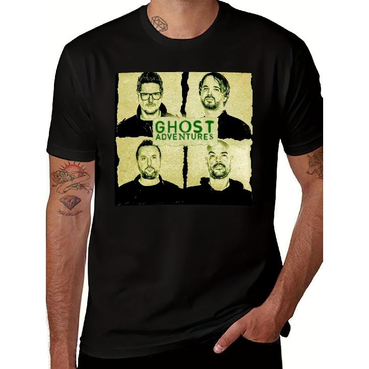 Men S Ghost Adventures TV Show Merchandise T-Shirt - Official Ghost Adventures Crew Graphic Tee with Hosts Faces And Ghostly Text - Soft Stretch S чёрный