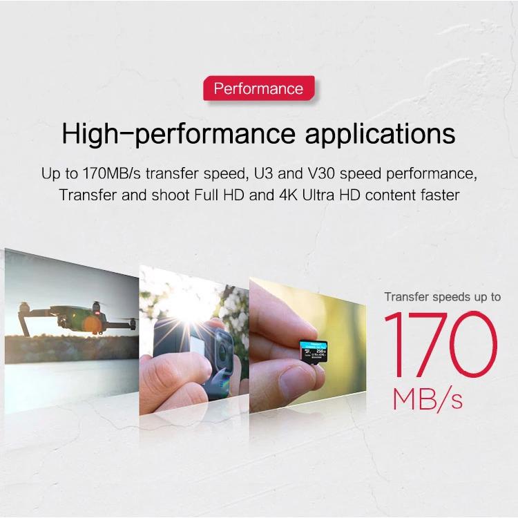 Kingston Micro SD-Speicherkarte, 512 GB, TF-Karte, 64 GB, 128 GB, 256 GB, U3 V30 A2, Hochgeschwindigkeits-Micro-SD-Karte, bis zu 170 Mbit/s, 4K-Flash-TF-Karte für Action-Cams, Drohnen