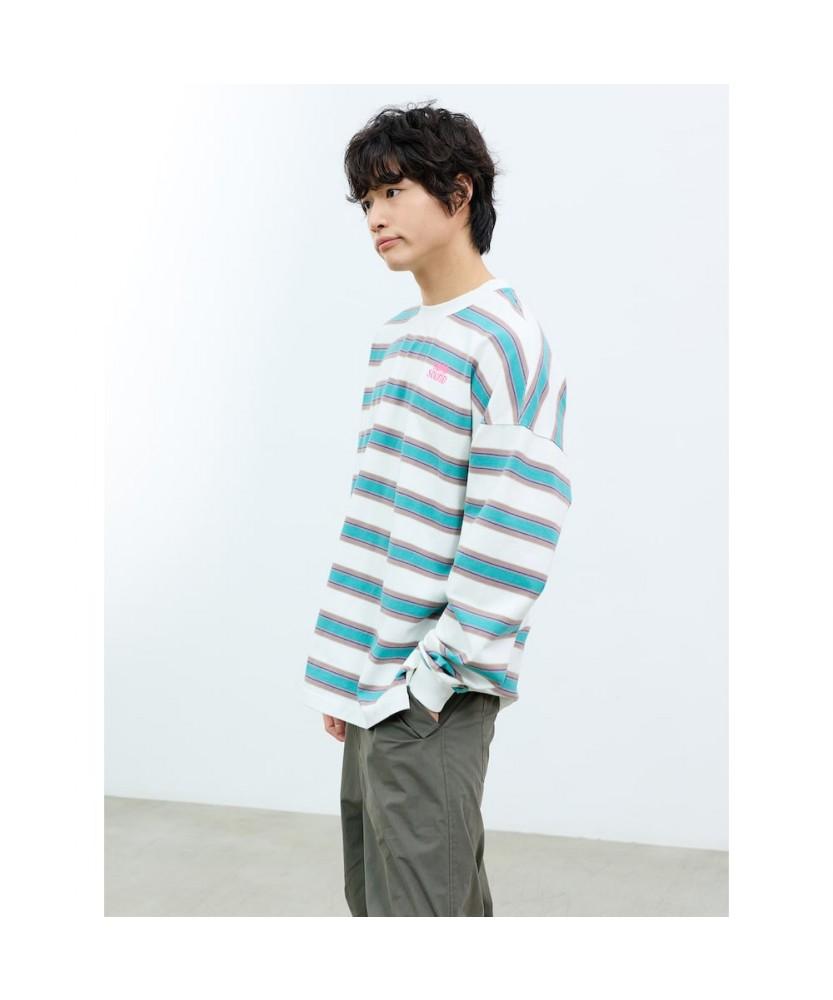 Saendeusaundeu (Unisex) Striped Long Sleeve T-Shirt Ivory