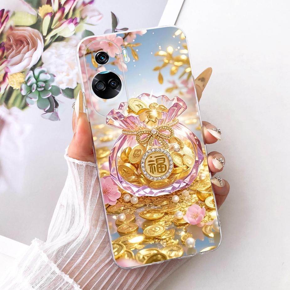 For Honor 90 Lite Case CRT-NX1 Stylish Bow Flowers Painted Cover Soft Slim Phone Case For Honor 90 Pro Honor90 Lite 90Pro Fundas