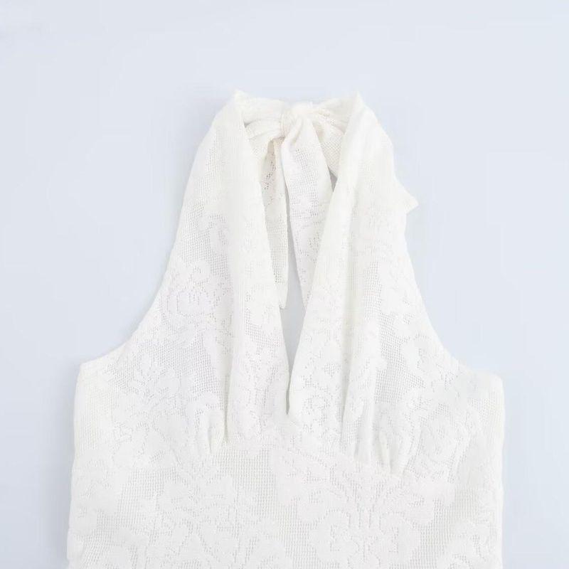 Kaslead New Women clothes Western Style Fashion Simple Sexy V-neck Hanging Neck Backless Dress