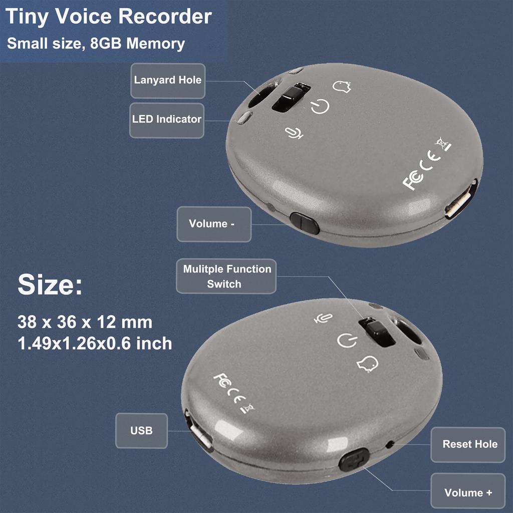 Simple Mini Portable Voice Recorder with Voice Digital IC Recorder for University Language and Continuous High-performance Detection. Meetings,