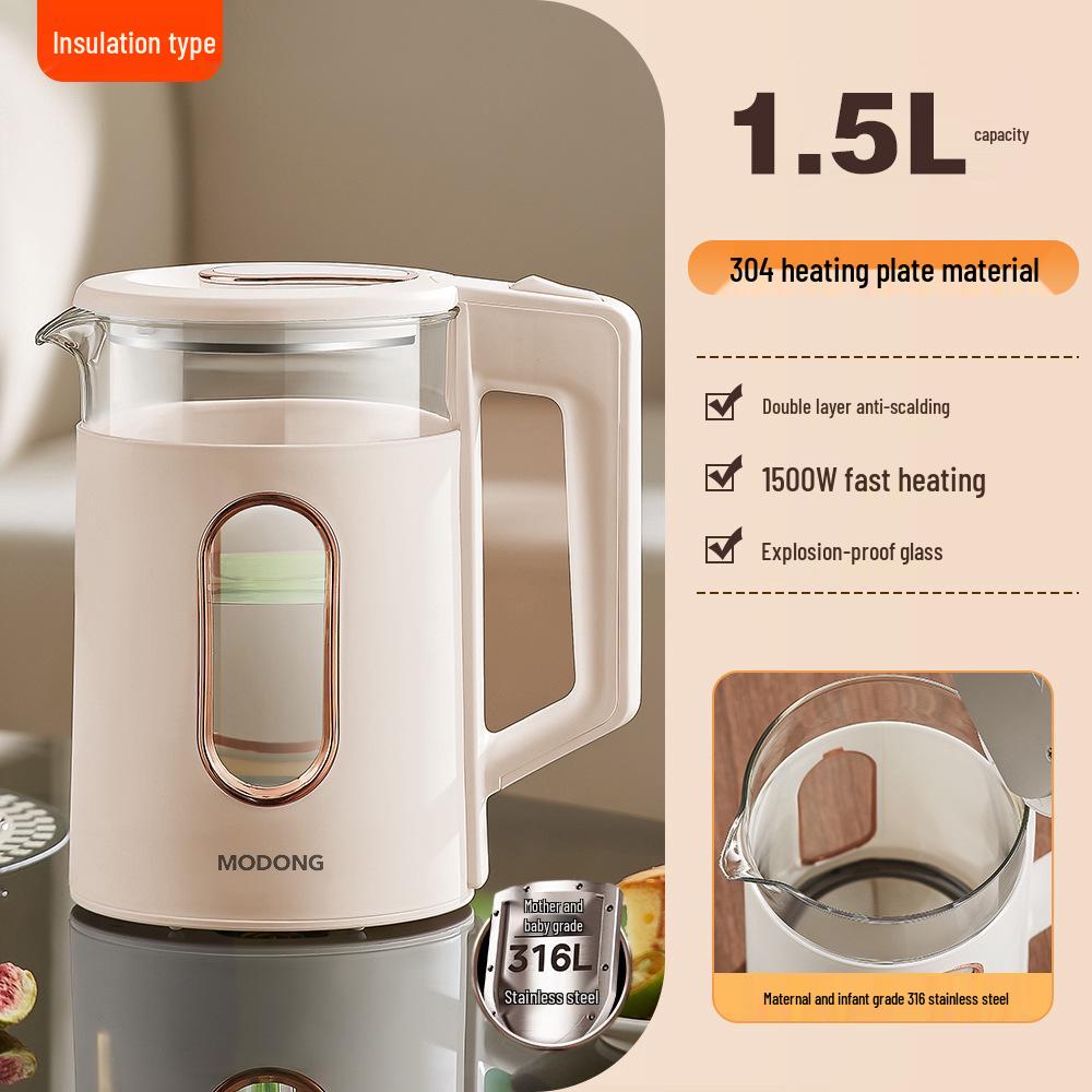 Modun Electric Glass Kettle, Auto Shut-Off, Rapid Boil, Constant Temperature, Insulated.