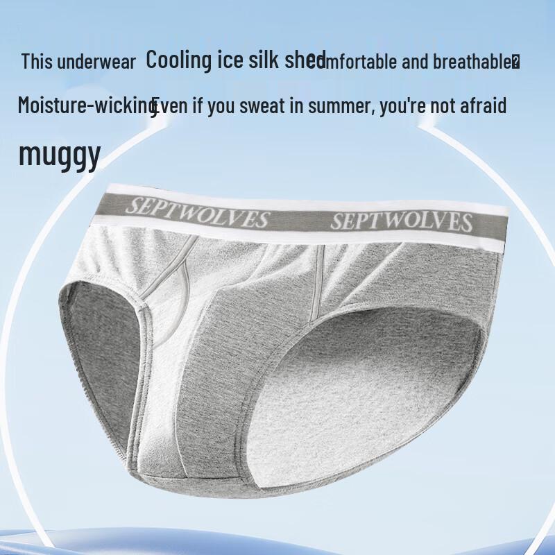 Qipilang Men's Ice Silk Breathable Seamless Mid-Waist Briefs
