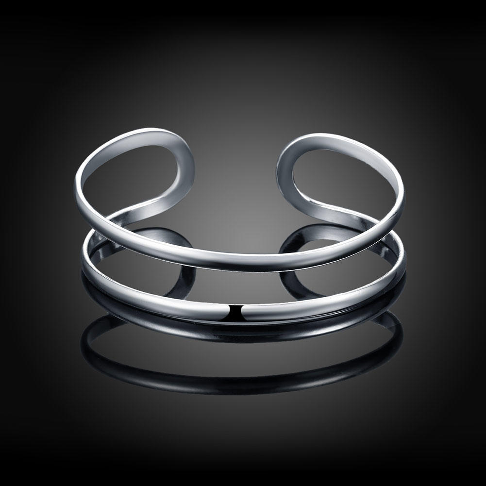 Buy Original S925 Sterling Silver Fine Double Line Bangle For Man