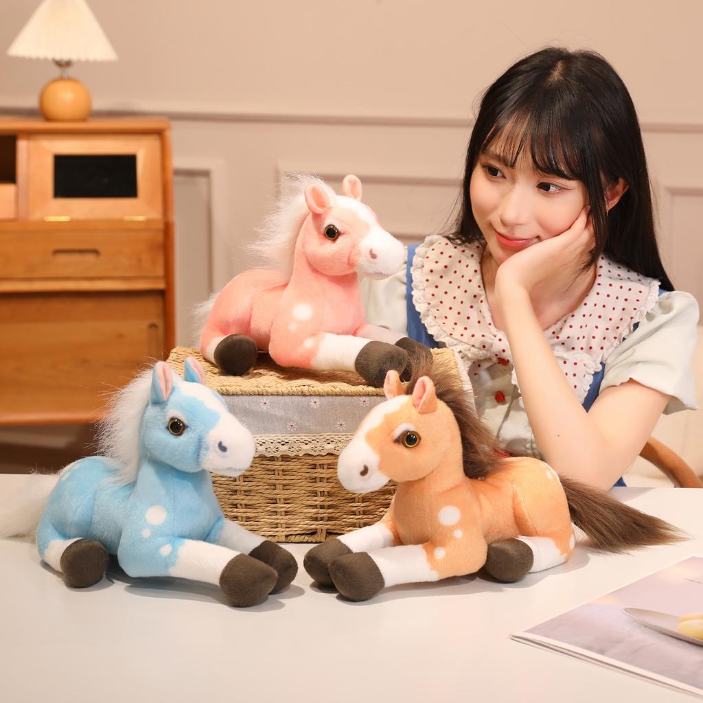 Cute Simulation Brown Pony Doll Plush Toy Zebra Foal Doll Children Companionship Soothing Rag Doll