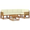 Outdoor Sofa Set 6 Pcs Natural and Cream Solid Acacia Wood